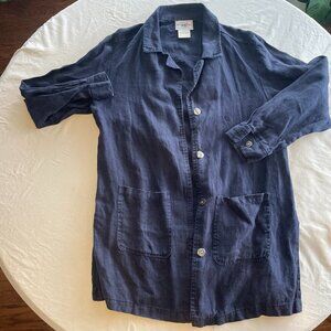 Studio Ease Navy 100% Linen Utility Shirt– Petite 10P